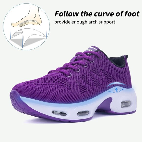 Women's Purple Running Shoes Tennis Athletic Gym Walking Fashion Sneakers - Picture 5 of 6